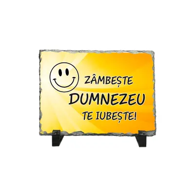 Zambeste dumnezeu te iubeste, piatra ardezie personalizata, cu mesaj model, pa087
